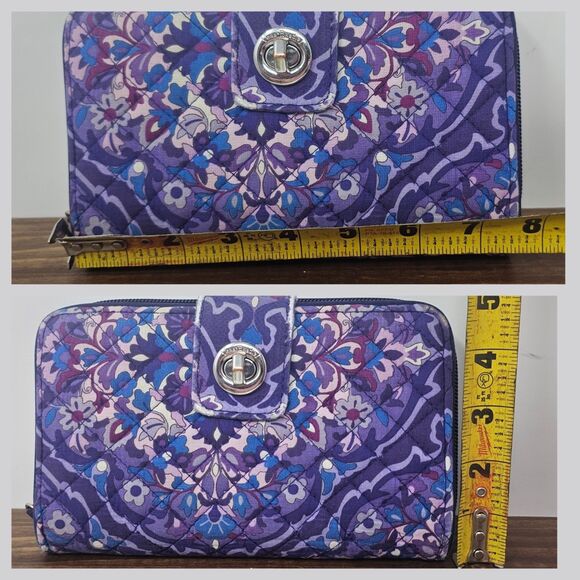 Vera Bradley RFID Turnlock Wallet Organizer Retired Java Purple *Flaws* - Picture 3 of 14